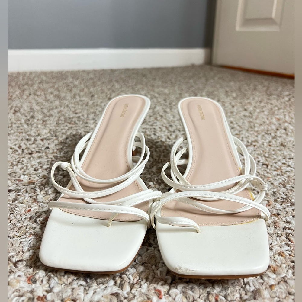 Pretty Little Thing white sandals